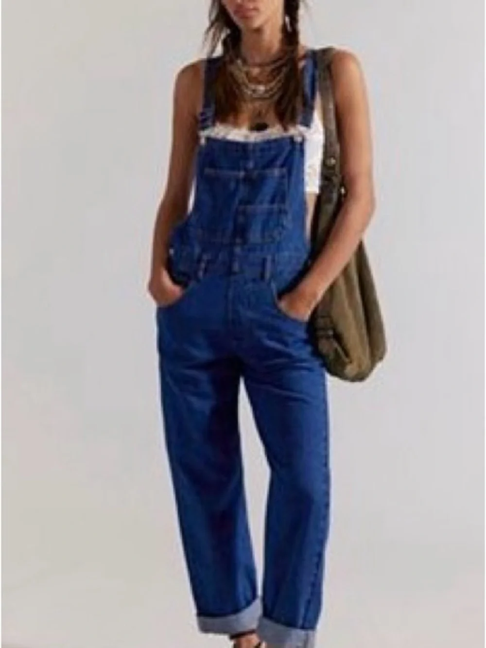 Free People Classic Indigo Denim Overalls - Picture 1 of 5